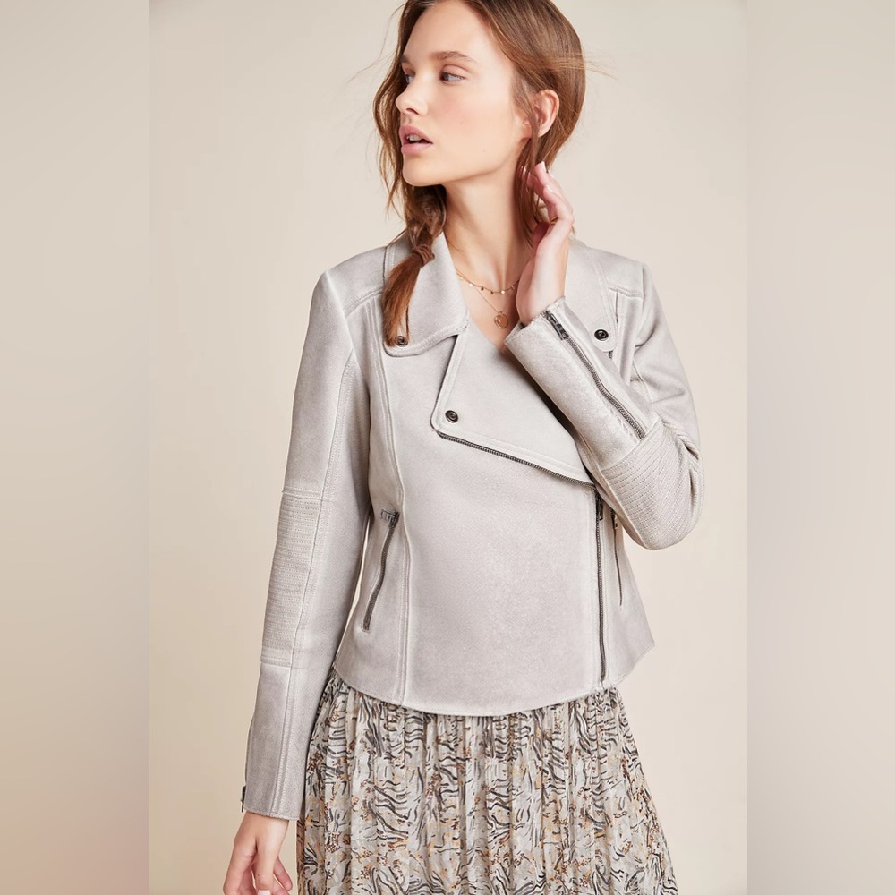 Anthro Marrakech Python Snake Gray Sueded Moto Ja… - image 2